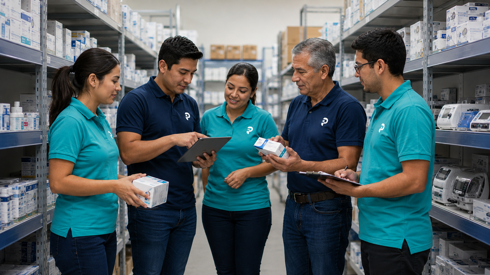 Equipo de PROFAMEDIC en el centro de distribución
